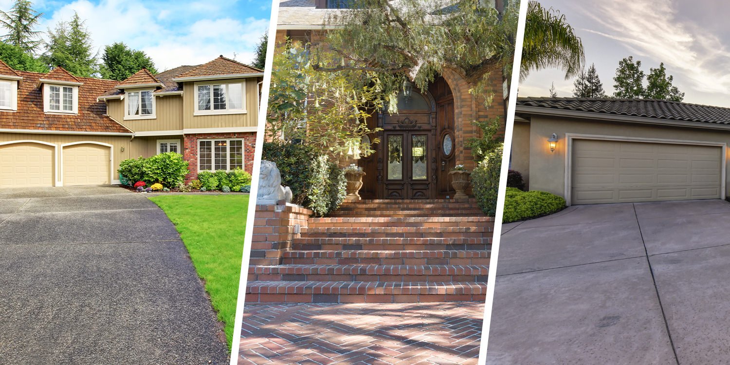 Asphalt vs Concrete Driveways side-by-side comparison showing durability and curb appeal